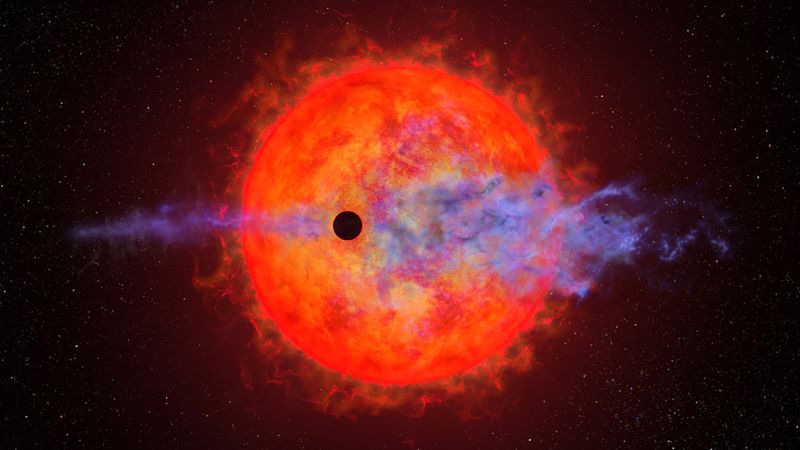 A planet’s atmosphere is blasted away by a star and Hubble captures it